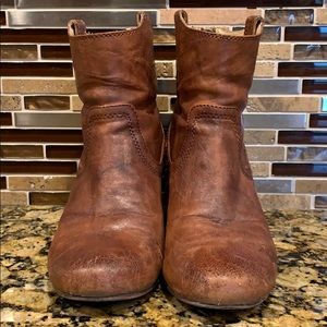 Frye cognac booties, size 6.5